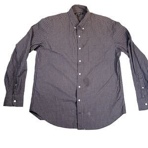 J. Crew Mercantile Flex Button Down Shirt Men's L Blue Orange Check Long Sleeve